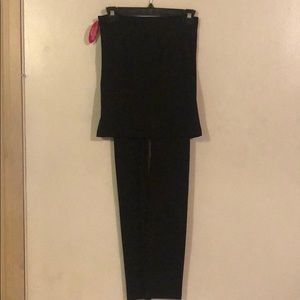 Stretch leggings with attached mini skirt